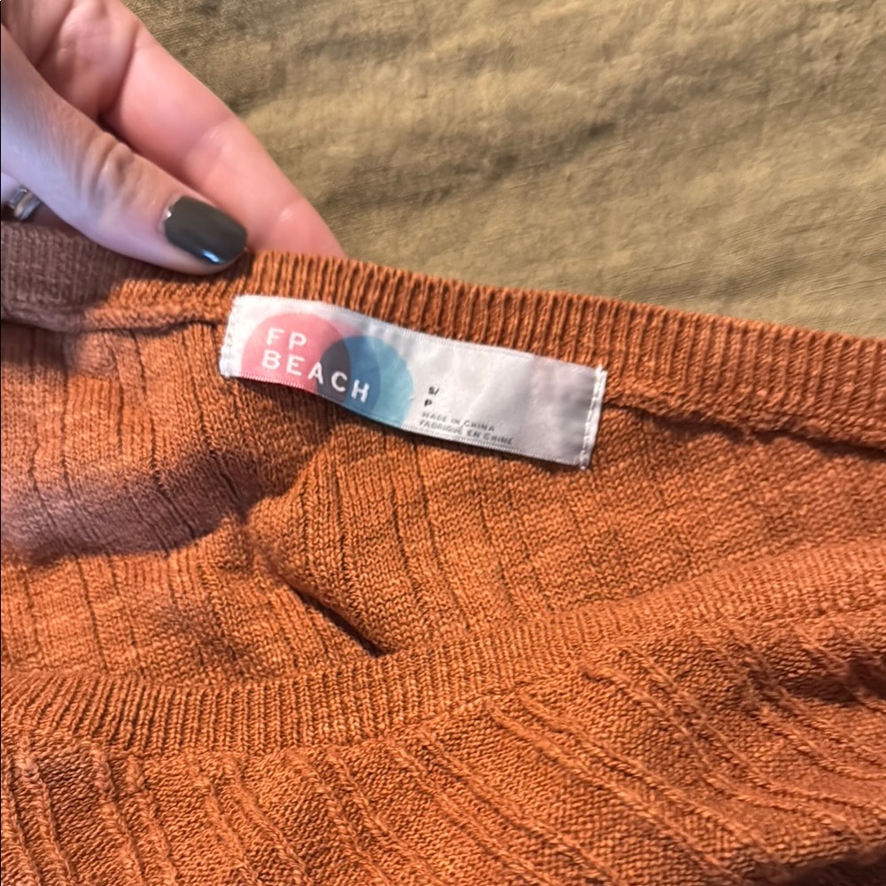 Free People Rust One-Shoulder Knit Top - Picture 2 of 2
